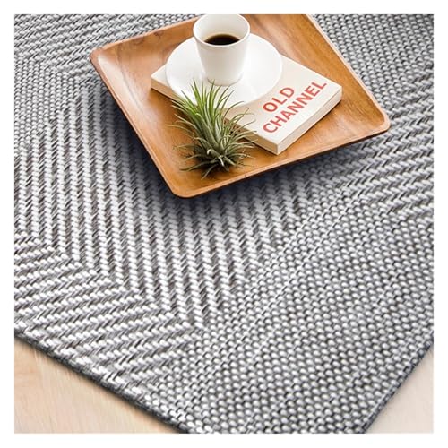 YGLEEULI Wohnzimmer Teppich Gewebtes Muster Couchtisch Teppich Einfache SLE Home Sofa Bodenmatte Rechteckige Form für Terrasse(Gray 1,190 * 240cm) von YGLEEULI