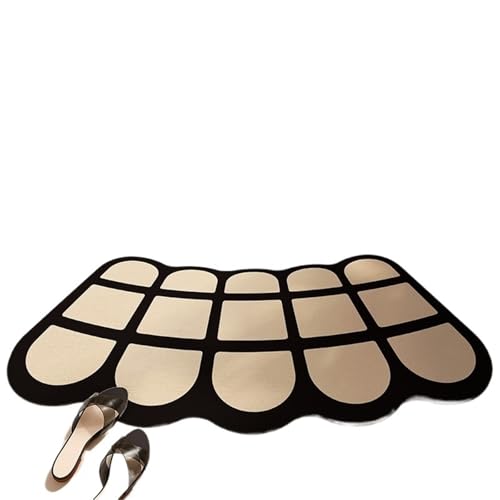 YGLEEULI rutschfeste, Gebogene Bodenmatte, rutschfeste Kieselalgen-Duschmatte, fächerförmiger Toilettenteppich für Badezimmer(Color 6,45x70cm) von YGLEEULI