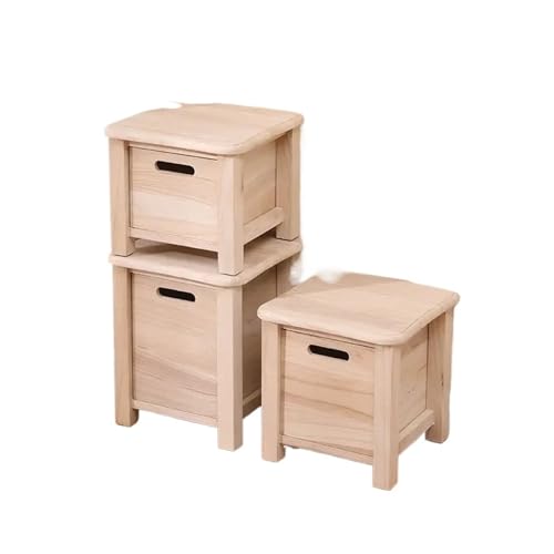Fußhocker 1 stücke Massivholz Lagerung Quadratischen Hocker Mit Schublade Eingang Flur Ändern Schuhe Bank Sofa Nachttisch Niedriger Tisch Ottomane Schrank(Log Color-S) von YGLONG