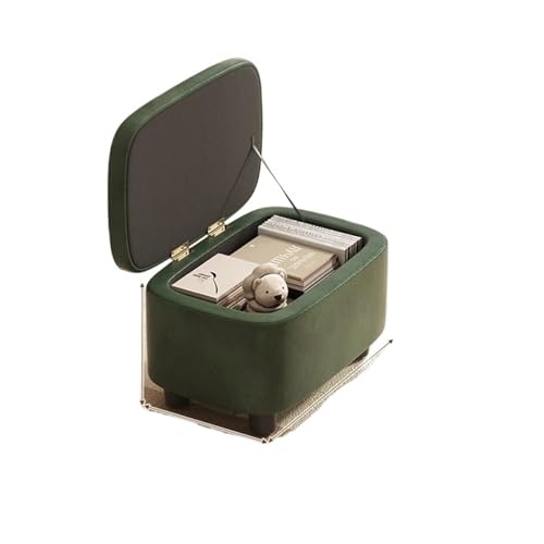 YGLONG Fußhocker Creative Organizer Hocker Ottomanen Haushalt Bequemes Sofa Lederhocker Wohnzimmer Sofa Türöffnung Tragen Schuhhocker Kann Lagerung(Deep Green) von YGLONG