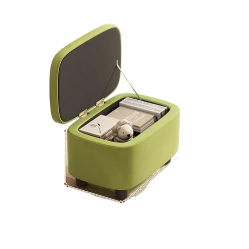 YGLONG Fußhocker Creative Organizer Hocker Ottomanen Haushalt Bequemes Sofa Lederhocker Wohnzimmer Sofa Türöffnung Tragen Schuhhocker Kann Lagerung(Grass Green) von YGLONG