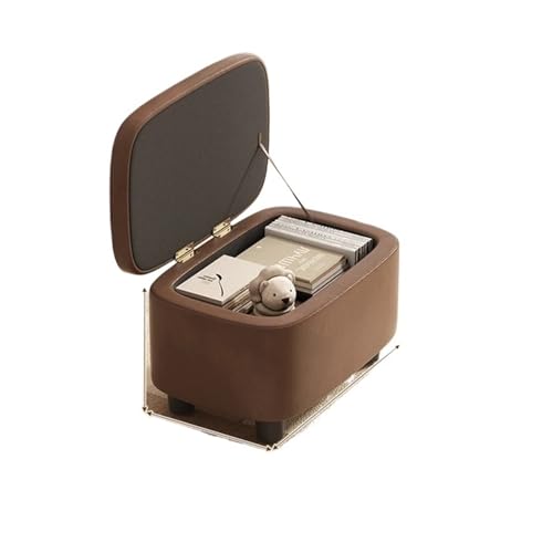 YGLONG Fußhocker Creative Organizer Hocker Ottomanen Haushalt Bequemes Sofa Lederhocker Wohnzimmer Sofa Türöffnung Tragen Schuhhocker Kann Lagerung(Yellow-Brown) von YGLONG