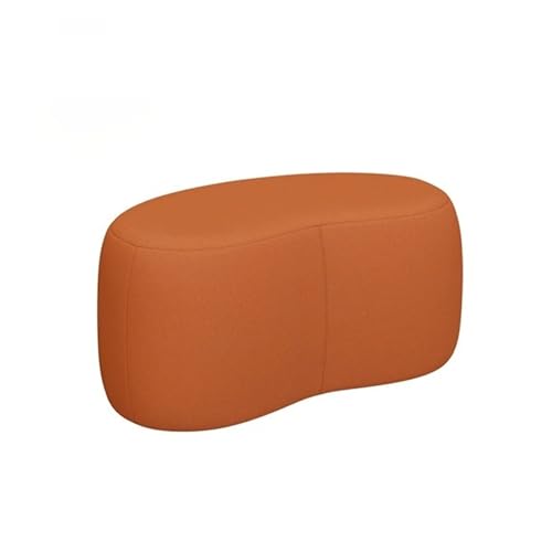 YGLONG Fußhocker Niedriger Ottomane Wohnzimmerbank Samtboden Sofastuhl INS Eingangsschuhwechselhocker Design Ruhefüße Modulare Möbel(Leathaire orange) von YGLONG