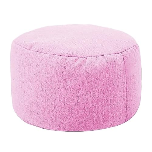 YGLONG Fußhocker Runder Hocker D30cm*H20cm Leinen Sitzsack Ottoman mit Füllung Sitzsack Pouf Fußhocker Tatami Futon Puff(Cherry pink) von YGLONG