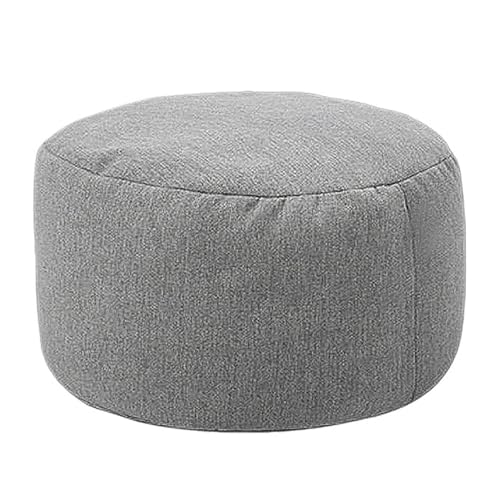 YGLONG Fußhocker Runder Hocker D30cm*H20cm Leinen Sitzsack Ottoman mit Füllung Sitzsack Pouf Fußhocker Tatami Futon Puff(Dark Grey) von YGLONG