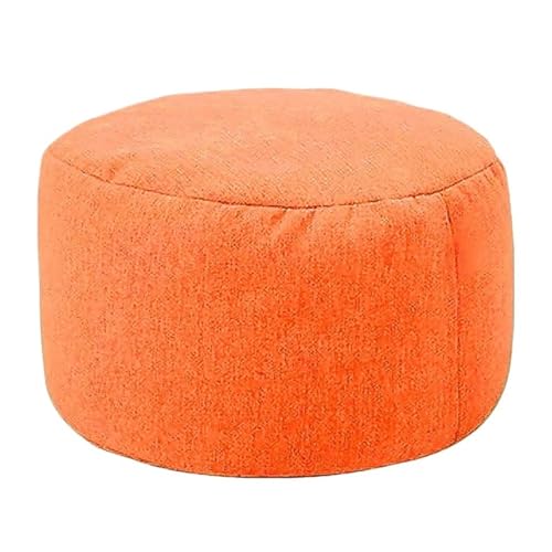 YGLONG Fußhocker Runder Hocker D30cm*H20cm Leinen Sitzsack Ottoman mit Füllung Sitzsack Pouf Fußhocker Tatami Futon Puff(Orange) von YGLONG