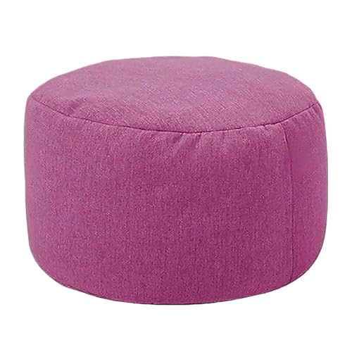 YGLONG Fußhocker Runder Hocker D30cm*H20cm Leinen Sitzsack Ottoman mit Füllung Sitzsack Pouf Fußhocker Tatami Futon Puff(Purple) von YGLONG