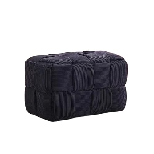 YGLONG Fußhocker Tisch Sofa Kreativer Fußhocker Ottomane Wechsel Haushaltsschuh Eingangsbank Halle Vintage Tuch Quadratischer Hocker Teemöbel(Bench-Navy Blue) von YGLONG