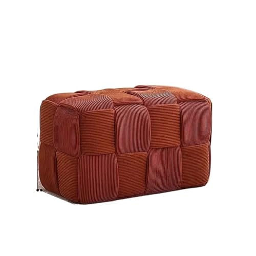 YGLONG Fußhocker Tisch Sofa Kreativer Fußhocker Ottomane Wechsel Haushaltsschuh Eingangsbank Halle Vintage Tuch Quadratischer Hocker Teemöbel(Bench-Orange) von YGLONG