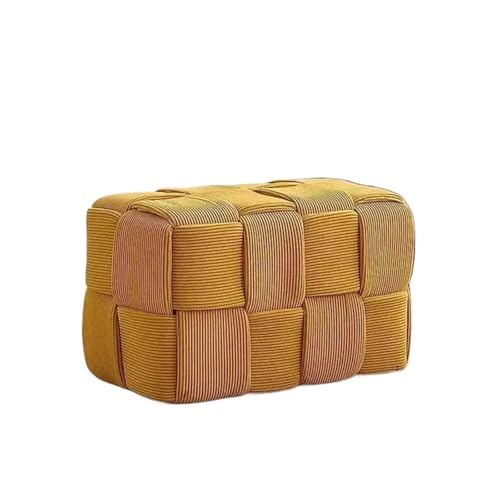 YGLONG Fußhocker Tisch Sofa Kreativer Fußhocker Ottomane Wechsel Haushaltsschuh Eingangsbank Halle Vintage Tuch Quadratischer Hocker Teemöbel(Bench-Yellow) von YGLONG