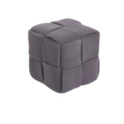 YGLONG Fußhocker Tisch Sofa Kreativer Fußhocker Ottomane Wechsel Haushaltsschuh Eingangsbank Halle Vintage Tuch Quadratischer Hocker Teemöbel(L-Grey) von YGLONG