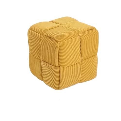 YGLONG Fußhocker Tisch Sofa Kreativer Fußhocker Ottomane Wechsel Haushaltsschuh Eingangsbank Halle Vintage Tuch Quadratischer Hocker Teemöbel(L-Yellow) von YGLONG