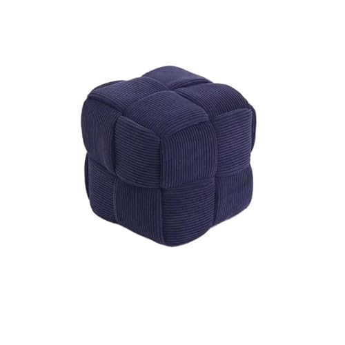 YGLONG Fußhocker Tisch Sofa Kreativer Fußhocker Ottomane Wechsel Haushaltsschuh Eingangsbank Halle Vintage Tuch Quadratischer Hocker Teemöbel(S-Navy Blue) von YGLONG
