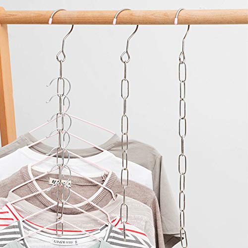 YGLONG KleiderbüGel 2 STÜCKE Multifunktionale Kleiderlagerung Artefakt Haushalt Edelstahl Zauberaufhänger Aufhänger Haken Schrank Lagerkette HosenbüGel Platzsparend (Color : 2pcs) von YGLONG
