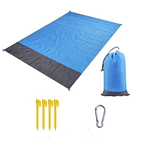 YGLONG Stranddecke Camping Matte wasserdichte Stranddecke Outdoor Erdung Matte Matratze Picknick Tasche Teppich Teppich Tragbare Faltschlafett Pad Picknickdecke (Color : Blue, Size : 140x100cm) von YGLONG