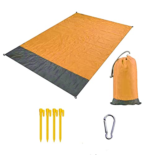 YGLONG Stranddecke Camping Matte wasserdichte Stranddecke Outdoor Erdung Matte Matratze Picknick Tasche Teppich Teppich Tragbare Faltschlafett Pad Picknickdecke (Color : Orange, Size : 210x200cm) von YGLONG