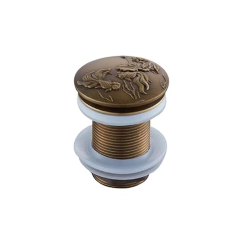 YGLONG Waschbecken-Pop-Up-Ablauf for Badezimmer, antikes Messing, geschnitzter Abfallstopfen, Clic-Clac-Waterlet-Waschbecken-Abflussrohr(ZR2023-11) von YGLONG