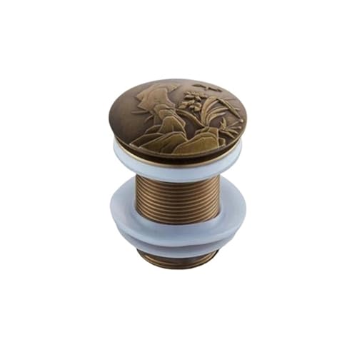 YGLONG Waschbecken-Pop-Up-Ablauf for Badezimmer, antikes Messing, geschnitzter Abfallstopfen, Clic-Clac-Waterlet-Waschbecken-Abflussrohr(ZR2023-5) von YGLONG