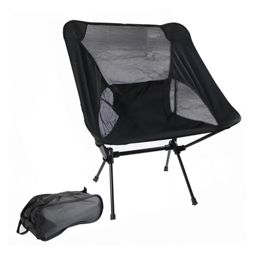 YGMNQAL Outdoor Klapp Strand Stuhl Camping Angeln BBQ Licht Mond Luftfahrt Aluminium Rohr(Black) von YGMNQAL