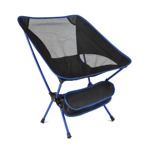 YGMNQAL Outdoor Klapp Strand Stuhl Camping Angeln BBQ Licht Mond Luftfahrt Aluminium Rohr(Deep Blue) von YGMNQAL