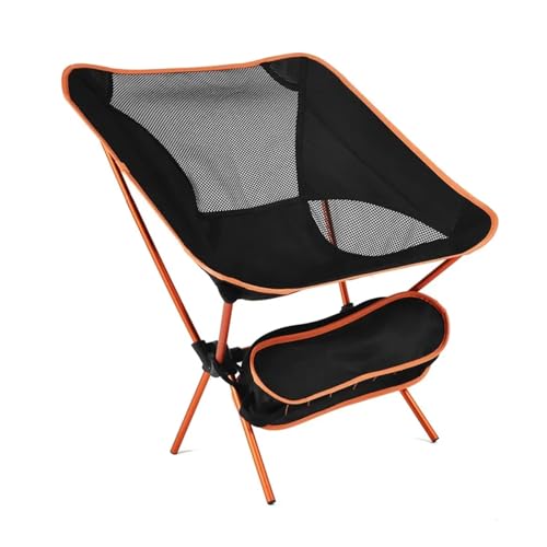 YGMNQAL Outdoor Klapp Strand Stuhl Camping Angeln BBQ Licht Mond Luftfahrt Aluminium Rohr(Orange) von YGMNQAL
