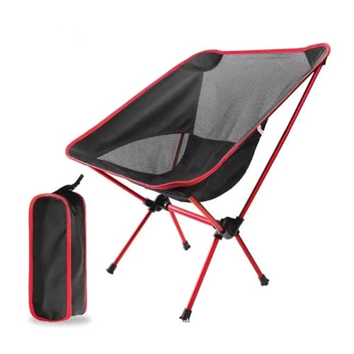 YGMNQAL Outdoor Klapp Strand Stuhl Camping Angeln BBQ Licht Mond Luftfahrt Aluminium Rohr(Red) von YGMNQAL