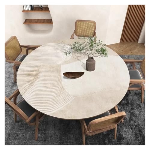 YGMNQAL Tischdecke wasserdicht Runde Tischdecke, PVC, wasserdicht, Esstischmatte, ölbeständig, Küchenarbeitsplatte, Heimdekoration, Moderne Restaurant-Schreibtischmatten(FQ431-ZDZJ,Diameter 90cm) von YGMNQAL
