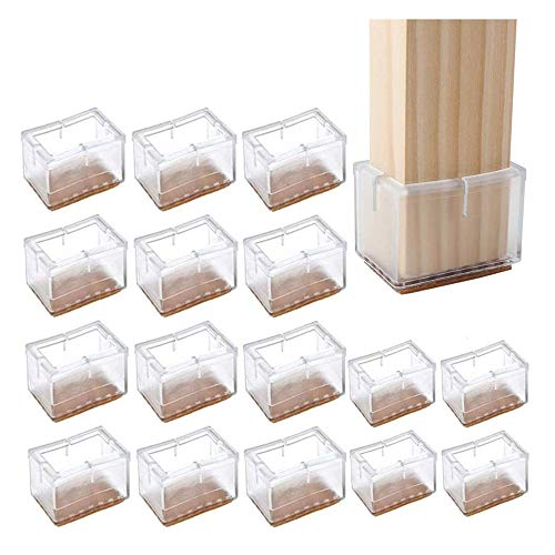 YGMXZL 16 Stück Silikon Stuhl Bein Caps,Rechteck Stuhlbeinkappen,Furniture Table Chair Legs Feet Covers Pads Protectors (Länge37-42mm, Breite16-21mm) von YGMXZL