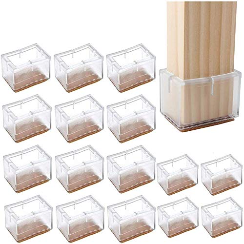 YGMXZL 16 Stück Silikon Stuhl Bein Caps,Rechteck Stuhlbeinkappen,Furniture Table Chair Legs Feet Covers Pads Protectors (Länge39-48mm, Breite24-30mm) von YGMXZL