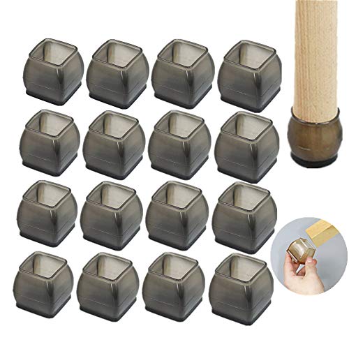 YGMXZL 16PCS Elastische Stuhlbeinkappe,Silikon Stuhl Bein Caps,Tische und stühle fuß Protektoren,rutschfeste Filz-Auflagen Boden Kratzer Protektoren(Quadratisch schwarz L) von YGMXZL