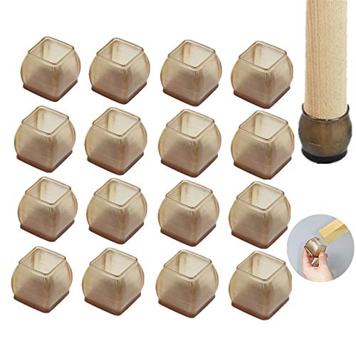 YGMXZL 16PCS Elastische Stuhlbeinkappe,Silikon Stuhl Bein Caps,Tische und stühle fuß Protektoren,rutschfeste Filz-Auflagen Boden Kratzer Protektoren(Quadratisches Braun L) von YGMXZL