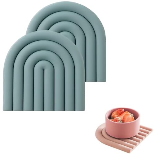 YGMXZL 2 Stück Topfuntersetzer,Regenbogen Silikonuntersetzer für Heiße Töpfe und Pfannen, Hitzebeständige Matte | Topflappen für die Küche (Hellblau) von YGMXZL