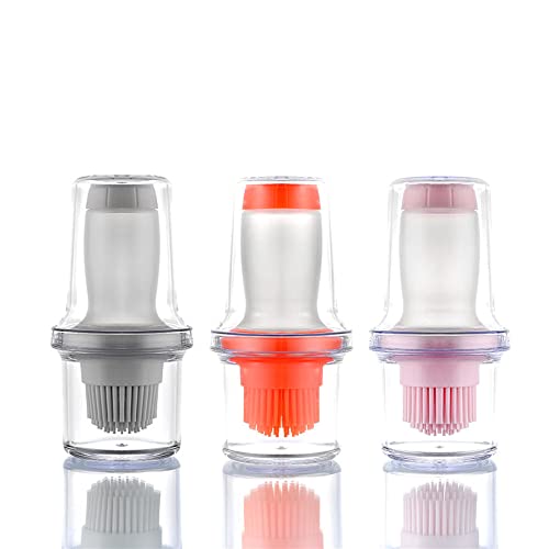 YGMXZL 3 Stück Silikon Ölflasche mit Pinsel,Ölflasche Silikonölbürsten, Ölflasche und Pinsel-Set,Backen Gebäck Pinsel für Kuchen,Butter,Brot, Grillen,Gebäck von YGMXZL
