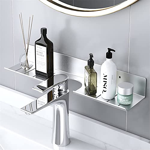 YGMXZL Duschablage Ohne Bohren,Wandregal Duschregal Duschablage selbstklebend,Duschkorb Ablagen Aluminum Selbstklebender Wandregal für Bad Küche (Silber) von YGMXZL
