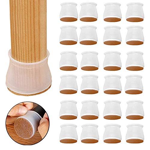 YGMXZL Stuhlbeinkappen Silikon, [Upgrade] 24PCS Stuhl Leg Caps Silikon Möbelfüße Pads Tischdecke Boden Kratzer Protektoren (Weiß) von YGMXZL