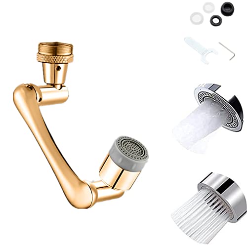 YGMXZL Wasserhahn Filter Schwenkbrause,Schwenkbarer Wasserhahn Strahlregler,Doppelfunktion Wasserhahn,Messing Wasserhahn Aufsatz für Küchen,Bad Waschbecken (Golden) von YGMXZL