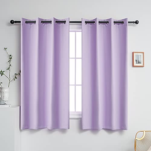 YGO Lilafarbene Verdunkelungsvorhänge für Schlafzimmer, 160 cm Länge, Fenstervorhang für Mädchenzimmer, dreifach gewebt, Hellviolett, mit Ösen Oben, 2 Paneele YGO Lilafarbene Verdunkelungsvorhänge für Schlafzimmer, 160 cm Länge, Fenstervorhang für Mädchenzimmer, dreifach gewebt, Hellviolett, mit Ösen Oben, 2 Paneele von YGO