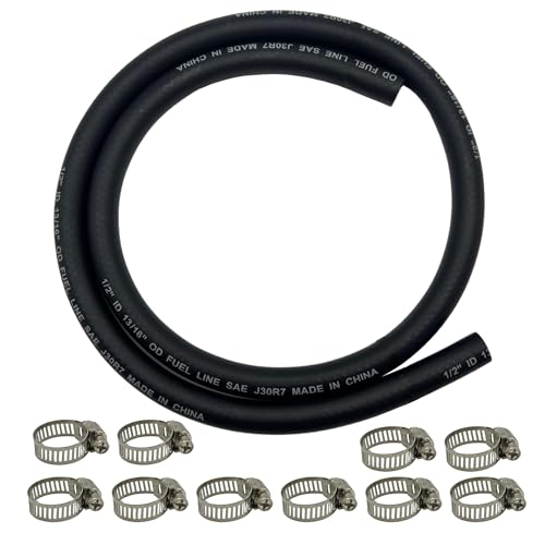 YGQ Ø 12mm ID 1/2“ Zoll Kraftstoffleitung Benzinschlauch Kraftstoffschlauch 10 Gas Schlauchklemme Push Lock NBR Braided SAE J30R7 1.2M (4 Feet) Gummi Diesel Schlauch von YGQ