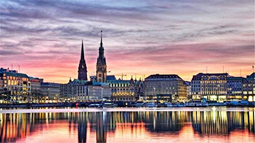 YGQersh 5D Diamond Painting Kits Vollbohrer Hamburg Promenade Ansicht Stickerei Strass Malerei Home Decoration 40X50CM von YGQersh