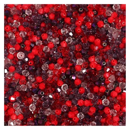 200 Stück facettierte Kristallglas-Spitzenperlen, lose Abstandsperlen for die Schmuckherstellung, DIY-Armbandzubehör(Red) von YGSGJSP