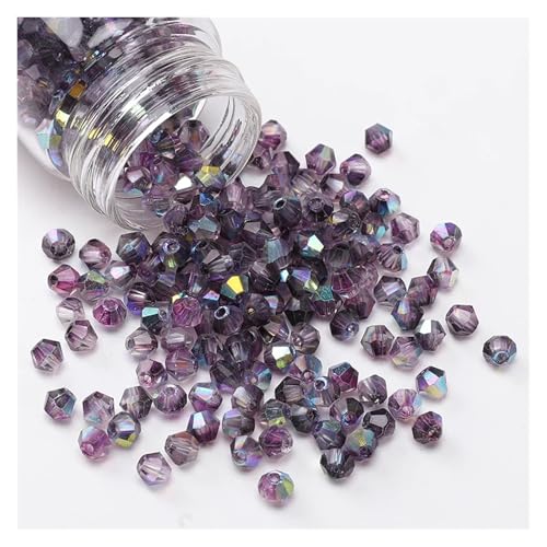 Glänzende Glas-Doppelkegelperlen, lose Kristall-Abstandshalterperlen for Armbänder, Ohrringe, Schmuckherstellung, Zubehör(Dark Purple) von YGSGJSP