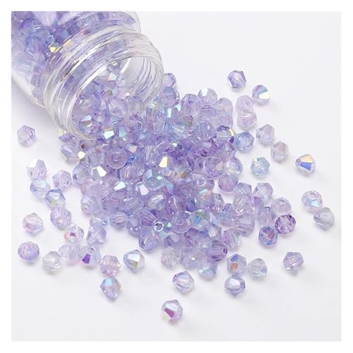 Glänzende Glas-Doppelkegelperlen, lose Kristall-Abstandshalterperlen for Armbänder, Ohrringe, Schmuckherstellung, Zubehör(Light purple) von YGSGJSP