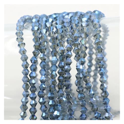 Glas-Doppelkegel-Perlen, Bastelmaterial, facettierte Kristall-lose Abstandshalterperlen for die DIY-Herstellung von Schmuckzubehör(Plated ink blue,6mm 40pcs) von YGSGJSP