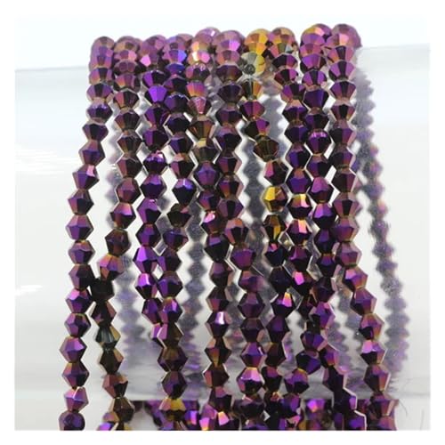 Glas-Doppelkegel-Perlen, Bastelmaterial, facettierte Kristall-lose Abstandshalterperlen for die DIY-Herstellung von Schmuckzubehör(Plated purple,6mm 40pcs) von YGSGJSP