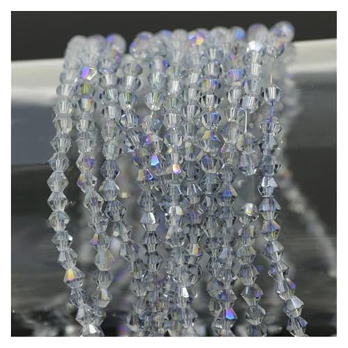 Glas-Doppelkegel-Perlen, Bastelmaterial, facettierte Kristall-lose Abstandshalterperlen for die DIY-Herstellung von Schmuckzubehör(Translucent Blue,6mm 40pcs) von YGSGJSP