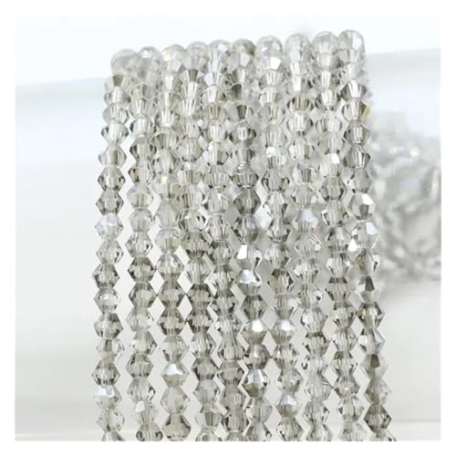 Glas-Doppelkegel-Perlen, Bastelmaterial, facettierte Kristall-lose Abstandshalterperlen for die DIY-Herstellung von Schmuckzubehör(Translucent gray,3.0mm 120pcs) von YGSGJSP