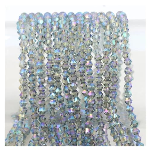 Glas-Doppelkegel-Perlen, Bastelmaterial, facettierte Kristall-lose Abstandshalterperlen for die DIY-Herstellung von Schmuckzubehör(Transparent Green,4.0mm 85pcs) von YGSGJSP