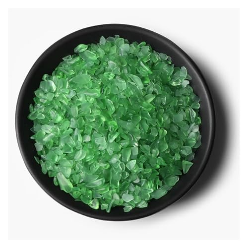 Unregelmäßiger Kies, Rosenquarz, Rohmineralien, Stein, Verwendung for die Dekoration von Wohnkultur, Aquarium, Aquarium(NO.38 Green Glass,100g) von YGSGJSP
