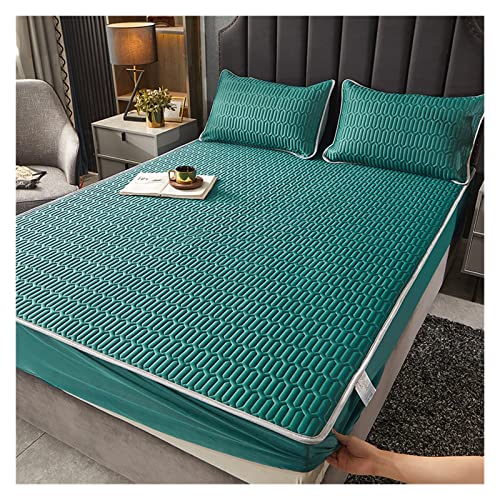 YGSGJSP Ice Silk Bettlaken Punkte Bedruckt Natur-Thai-Latex Sommermatte EIS-Seiden-Stoff Kühles Spannbettlaken-Set Luftdurchlässige Kühl-Sommer-Bettmatten Queen(2,1.2x2.0m 2 pcs Set) von YGSGJSP