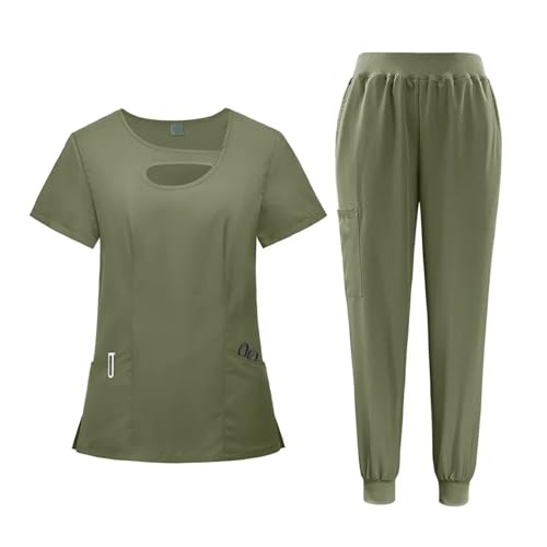 YGSGJSP Krankenschwesteruniform Scrub Designs Frauen Jogger Klinik Krankenschwester Uniformen Krankenpflege Scrubs Uniformen Sets Krankenhaus Uniformen(Green,L) von YGSGJSP